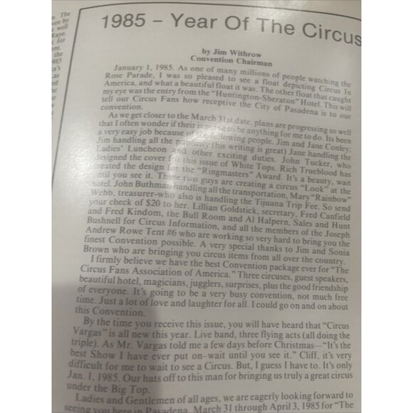 Circus-White Tops Circus Magazine; Jan.-Feb. 1985; Vol. 58–#1; 1985 Pasadena CA. - Picture 6 of 9